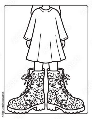 floral boots coloring pages for kids