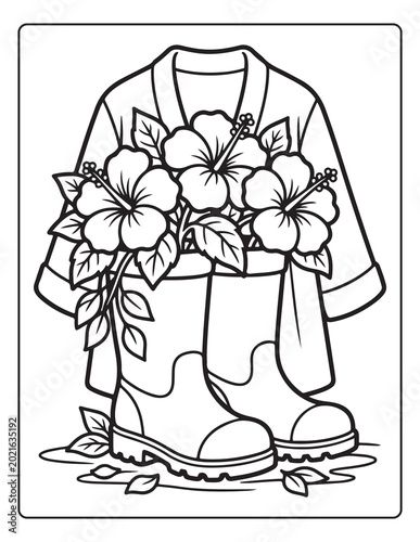floral boots coloring pages for kids