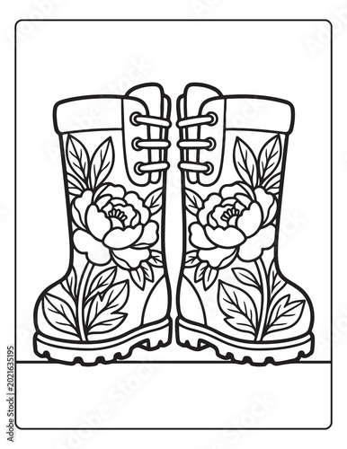 floral boots coloring pages for kids