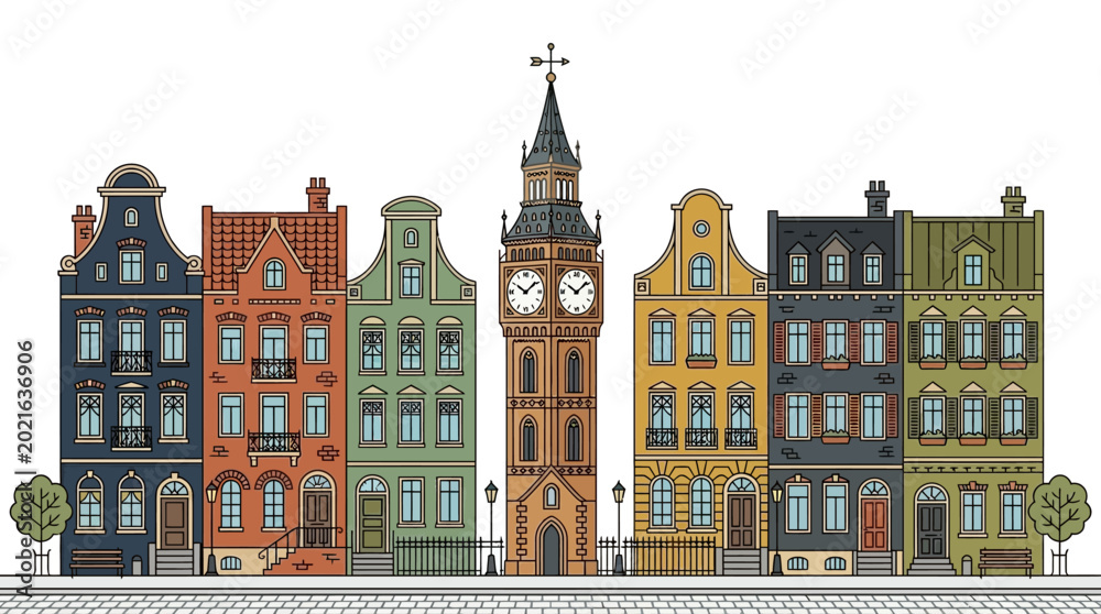 Obraz premium Colourful Dutch City Houses.