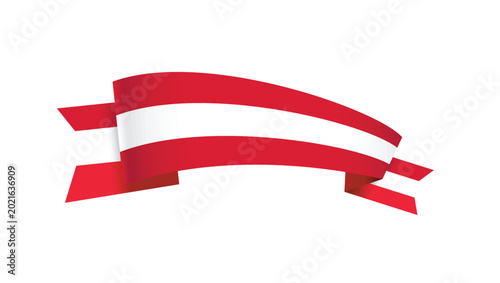 Φωτογραφία Austrian flag ribbon banner, curved Austrian tricolor isolated design