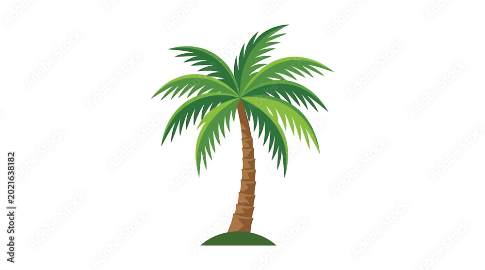 Obraz premium A palm tree stands alone on a small mound of green grass outdoors.