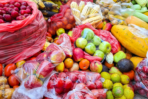 Fresh fruits displayed at Colombian farmers' markets.