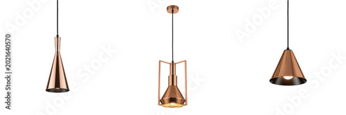 Elegant Rose Gold Pendant Lamp Modern Minimalist Hanging Light Fixture for Luxury Interior Home Decor Ceiling Design Element Cutout Stock Photo