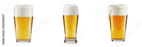 Fényképezés Fresh Cold Beer Glass Clear Golden Lager with Thick White Foam Head for Pub Bar