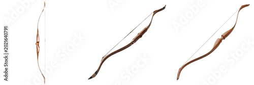 Tableau sur toile Traditional Wooden Archery Bow Medieval Hunting Longbow Weapon for Target Sport