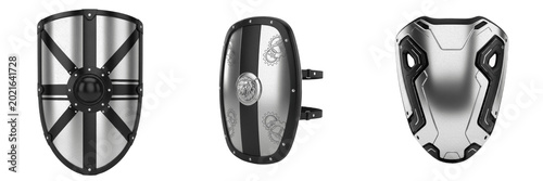 Foto Medieval Warrior Round Shield Metallic Viking Protection Armor for Historical Ba
