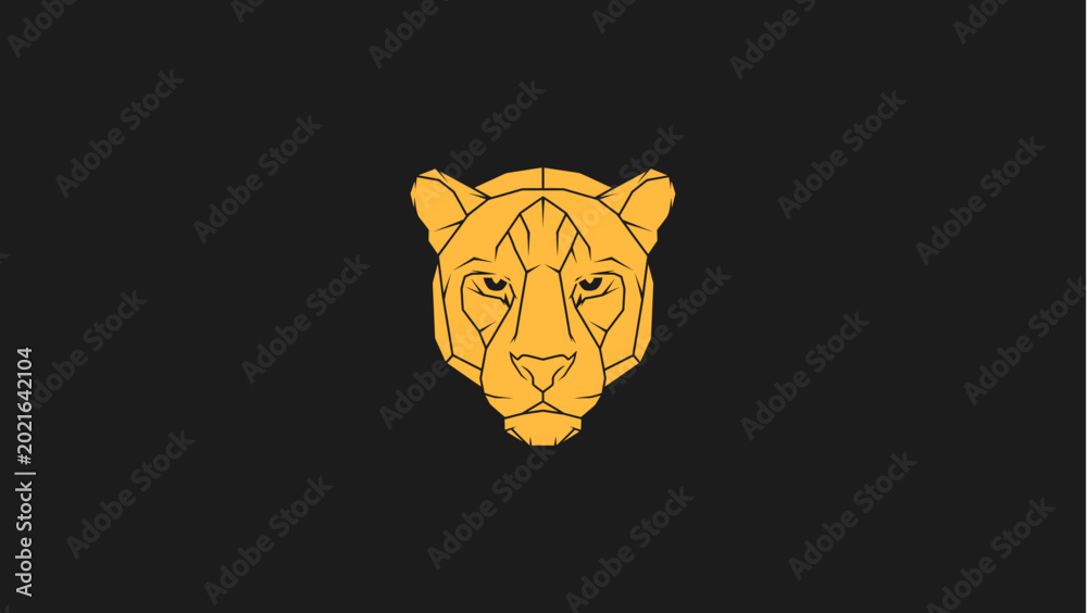 Αυτοκόλλητο Geometric Panther Head Logo Design in Yellow and Black