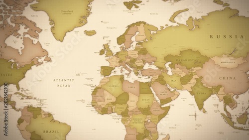 Vintage Europe Map with Detailed Countries and Borders