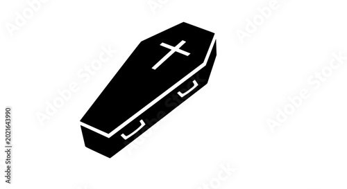 Obraz na płótnie Black Coffin with Cross Icon - Funeral, Death, End, Mourning Symbol