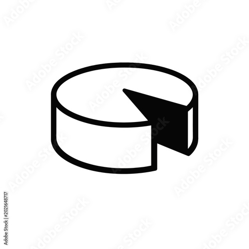 Minimalist Cheese Wheel Icon with Slice Removed