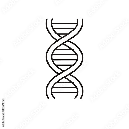 Minimalist DNA Double Helix Line Icon for Science and Biology Concepts