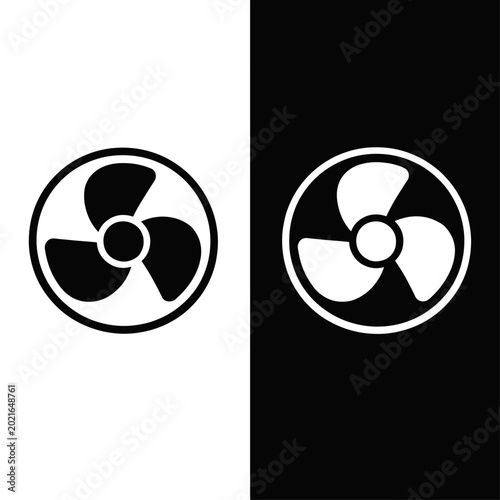 Minimalist Fan Blade Icons Set in Black and White
