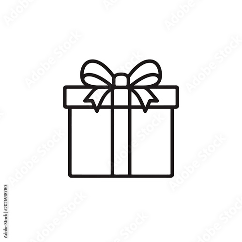 Minimalist Gift Box Icon with Ribbon