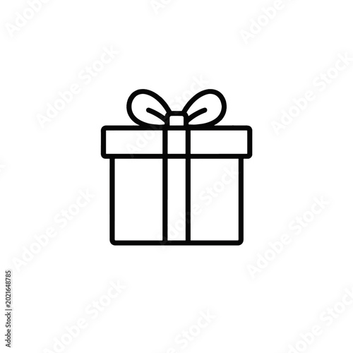 Minimalist Gift Box Icon Line Art