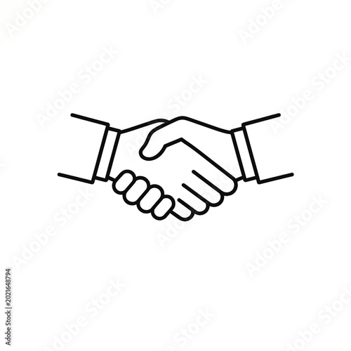 Minimalist Handshake Line Icon for Business Partnership and Agreement