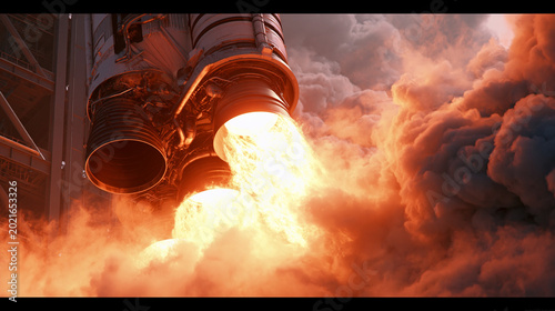 Blazing Rocket Launch: Stunning Night Silhouette Showcases Modern Space Exploration Technology