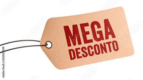 Cuadro en lienzo Mega Desconto: Etiqueta de preço em papel com desconto isolada
