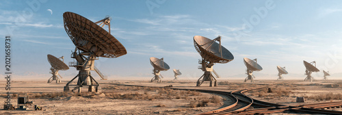 Satellite Communication Dishes in Desert: Modern Infrastructure for Signal Transmission and Research