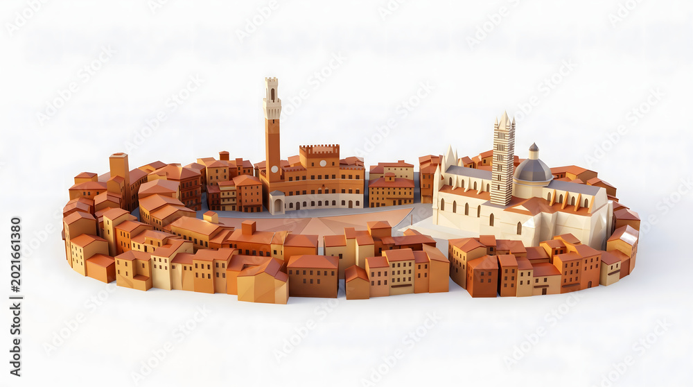 Obraz premium Papercraft Italian Cityscape Miniature Model