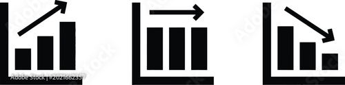 Vászonkép Business growth stability and decline bar graph icons set