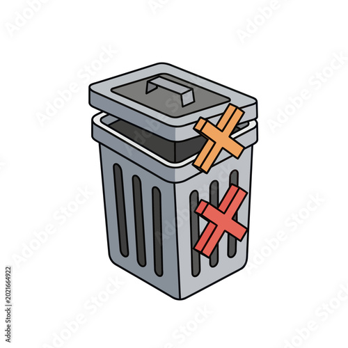 Bild auf Leinwand Recycling Bin with Red Cross Symbols.