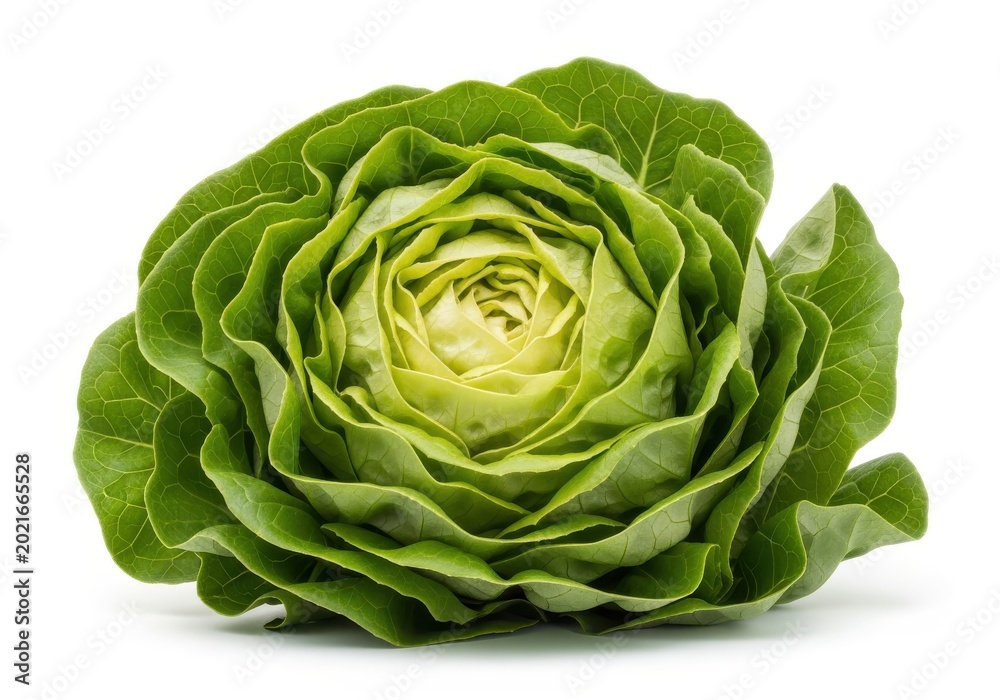 Obraz premium Fresh Green Butterhead Lettuce Head Isolated on White Background - Hea