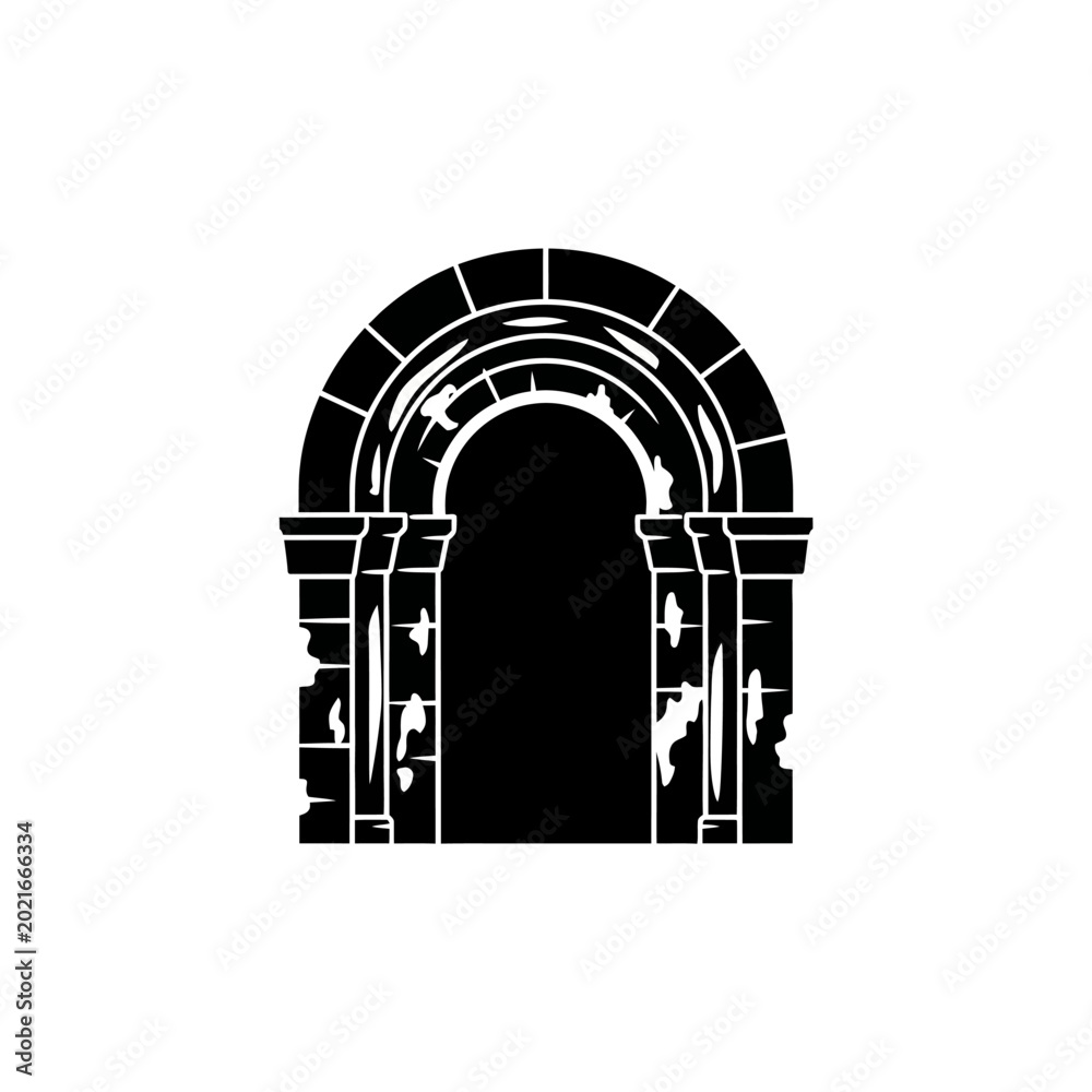 Fototapeta premium Ancient Stone Archway Entrance with Rustic Texture, Symbolizing History and Passage