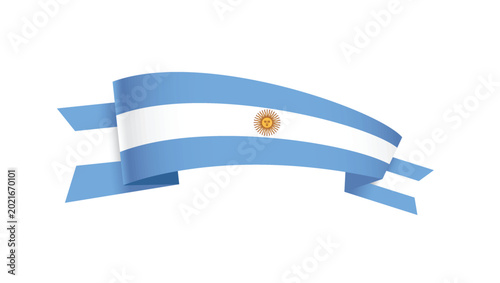 Quadro su tela Argentinian flag ribbon banner. Vector illustration.
