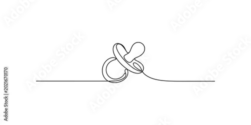 Foto Minimalist single line drawing of a baby pacifier on a white background
