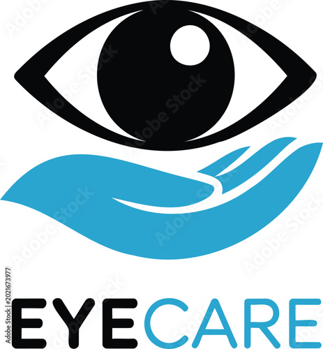 Tableau sur toile Eye care symbol with hand and eye icon graphic illustration logo design