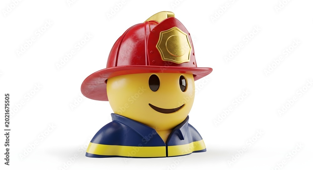 Obraz premium Lego Firefighter Minifigure with Helmet and Uniform.