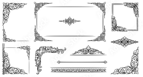 Foto Elegant collection of vintage baroque frames and ornamental decorative elements