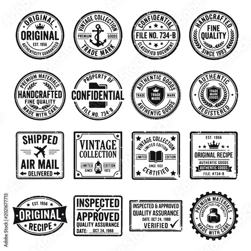 Εκτύπωση καμβά Vintage Retro Rubber Stamp and Badge Collection