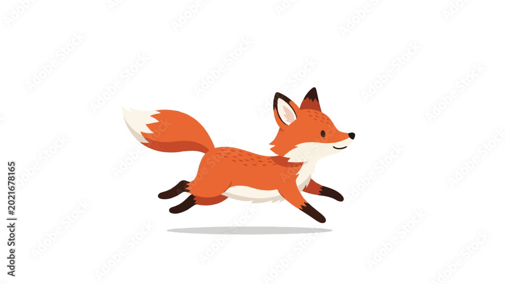 Obraz premium Running Orange Fox Cartoon Character 1.