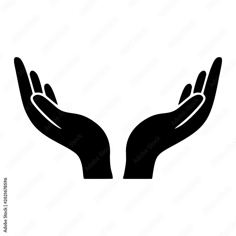 Fototapeta premium Silhouette Open Hands Cupped Together Offering Support and Care Icon Graphic