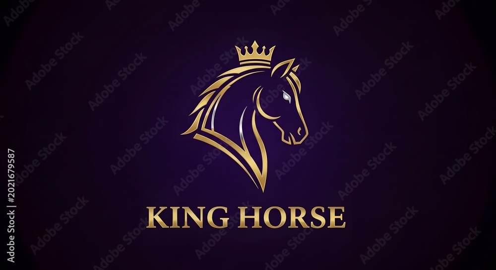 Fototapeta premium Elegant King Horse Logo Design with Crown.