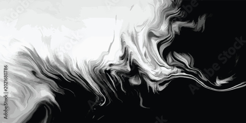 Tableau sur toile Monochrome Liquid Ink Swirl Abstract Flow.