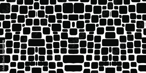 Fotografia High contrast irregular black tile mosaic pattern.