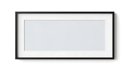 Minimalist black rectangular picture frame with white matting on white background minimalist rectangular interior photography template frame mockup isolated