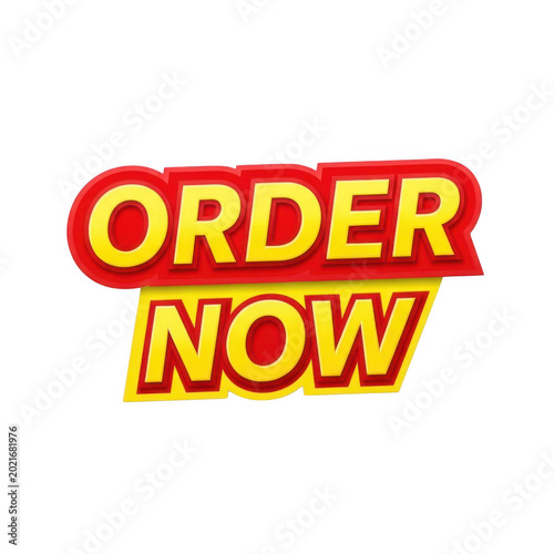 3d order now text isolated on transparent background
