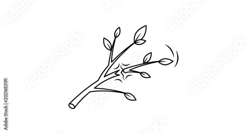 Broken Branch with Leaves and Sparkle Effect