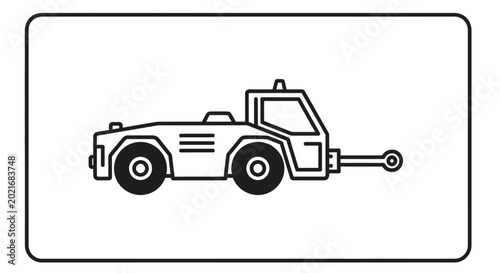 Airport Tow Tractor Icon, Vehicle for Aircraft Movement, Transportation Line Art