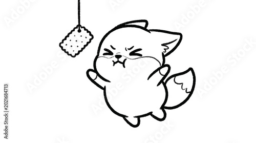 Fotografi Cute cartoon cat with annoyed face.