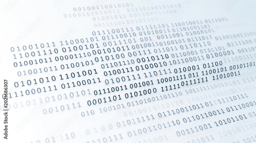 Naklejka premium Blue Abstract Digital Binary Code Stream Creating a Futuristic Data Landscape
