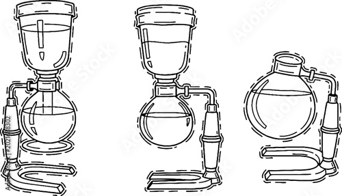 Laboratory glassware set with beakers and flasks
