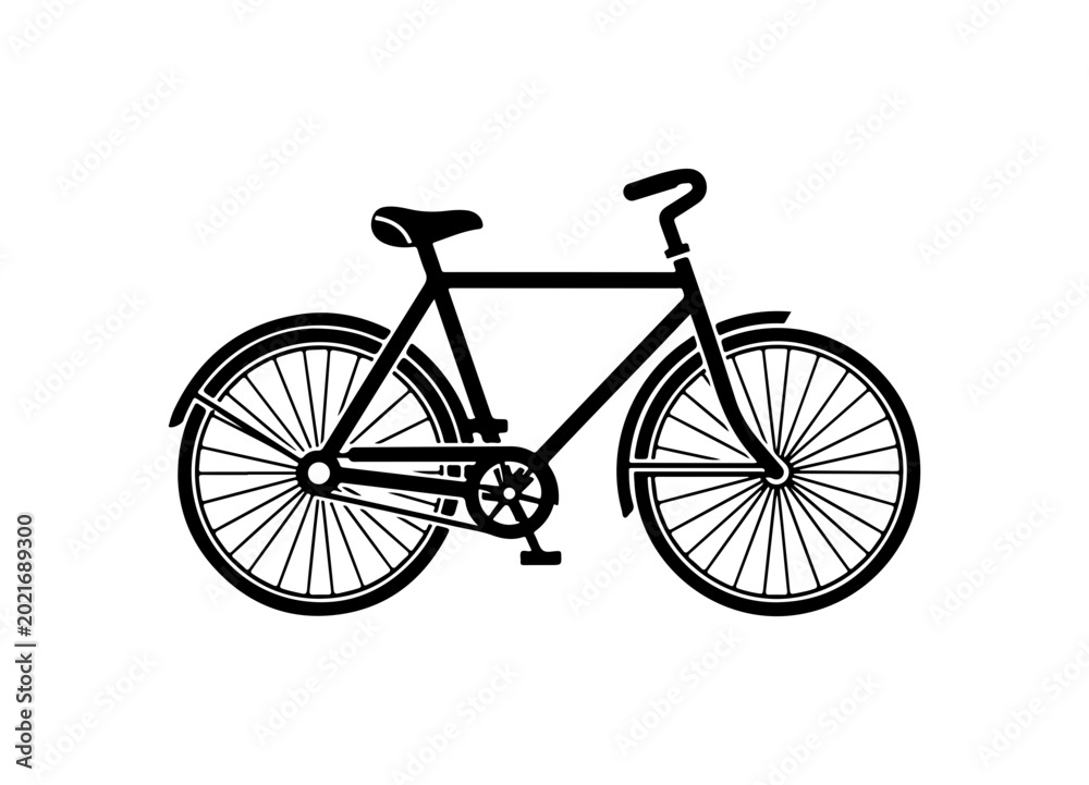 Fototapeta premium Classic Black Bold Bicycle Vector Illustration