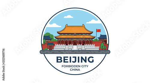 Obraz na płótnie Beijing Forbidden City Landmark Illustration