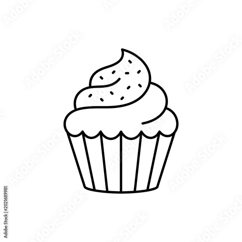 Black and White Muffin Line Art Vector