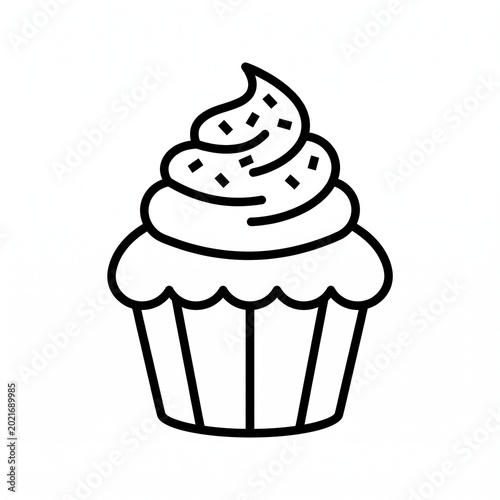 Black and White Muffin Line Art Vector